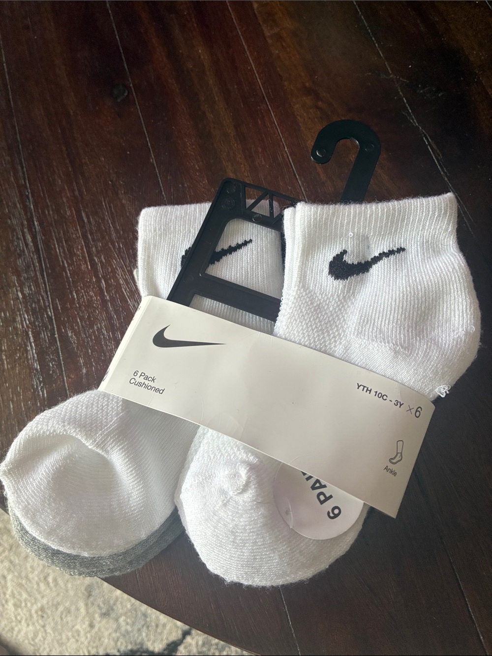 Nike White & Black Ankle Athletic Socks - 6 Pack
